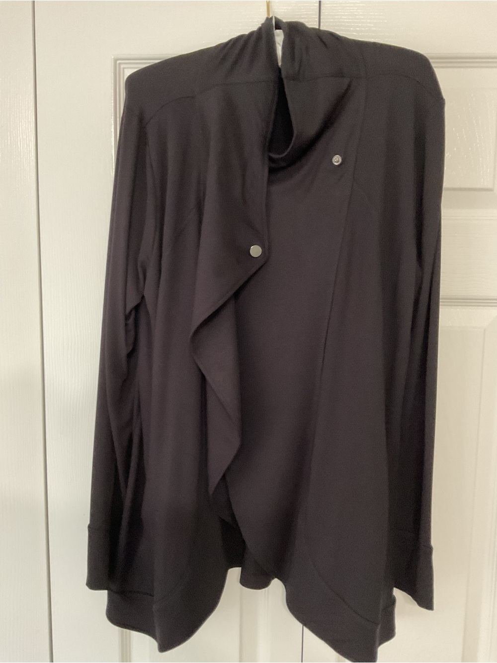 Susan Graver French Terry Draped Open-Front Top - Picture 7 of 10